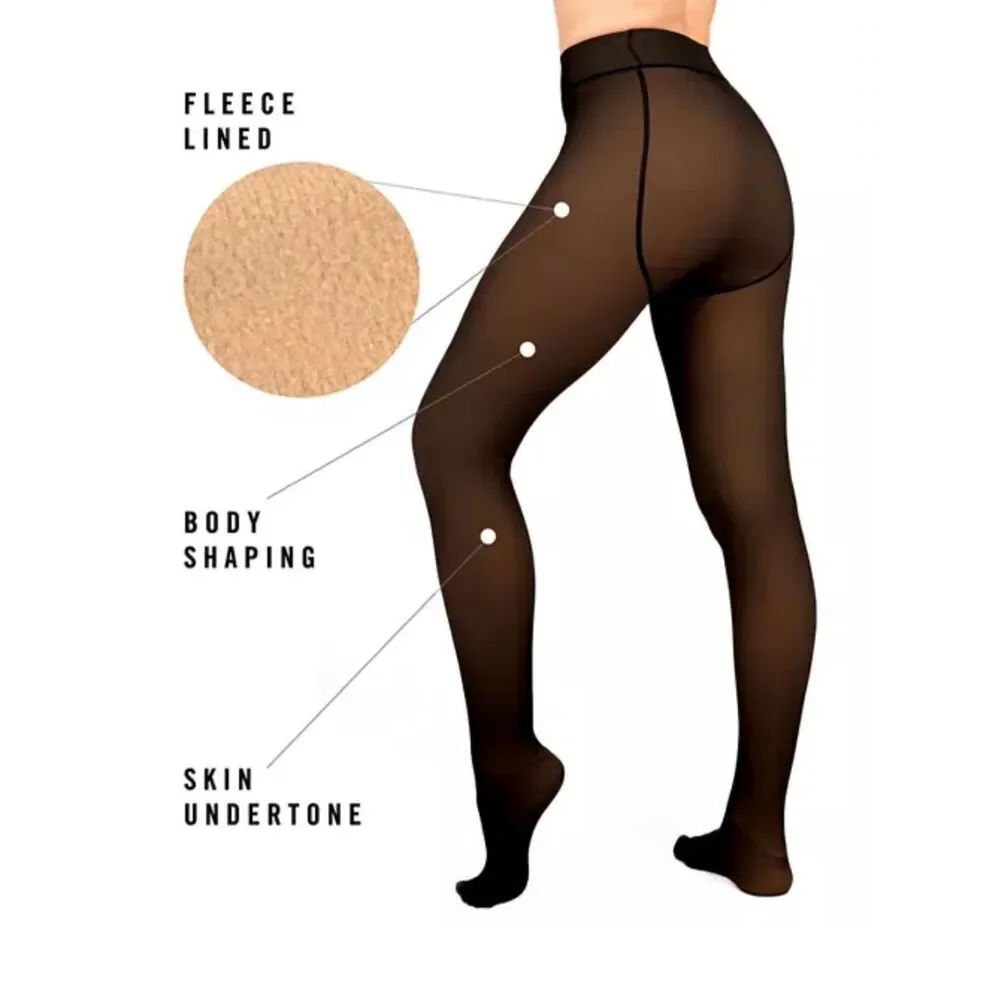 Black Sheer Fleece lined tights